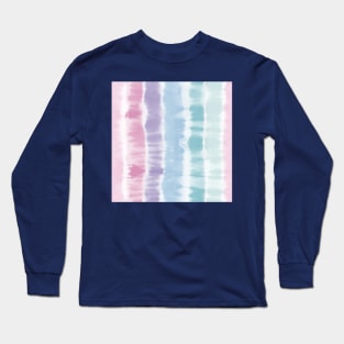 Tie dye shibori, vertical stripes in pastel pink, purple and teal Long Sleeve T-Shirt